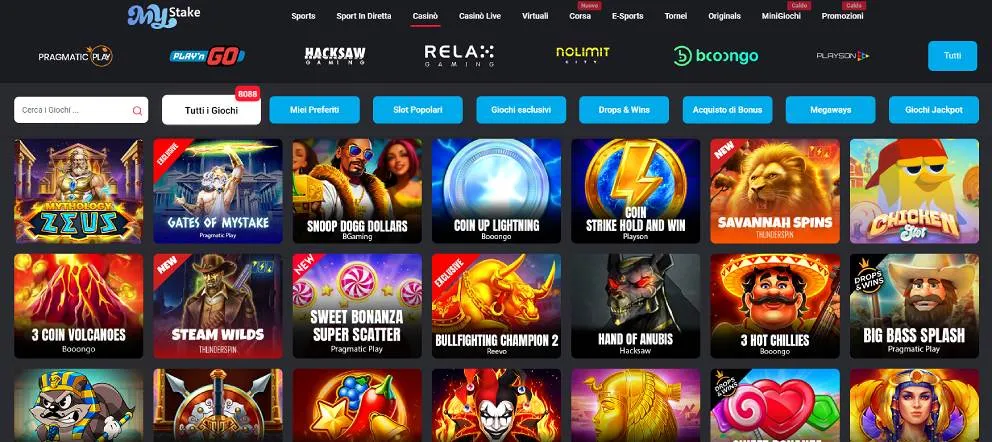 MyStake Casino titoli popolari